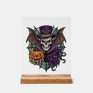 Chapeau Haut de Forme Crâne de Halloween Ailes de
