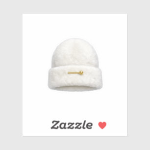 Chapeau Luxueux Faux Fourrure Blanche Autocollant
