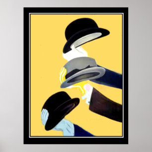 Chapeaux Art Déco Vintage affiche française frança