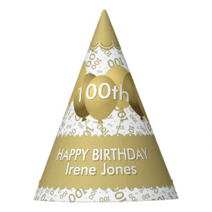 Chapeaux De Fêtes 100th Festons d'or/blanc de motif de nombre