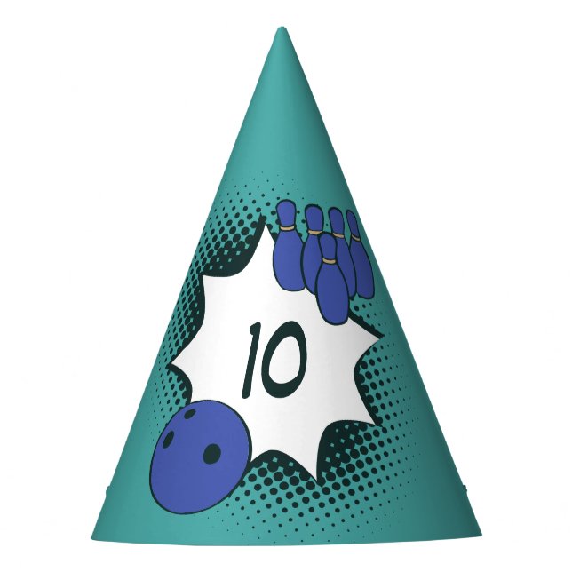 Chapeaux De Fêtes 10e Joyeux anniversaire Bleu-Vert Bowling (Devant)