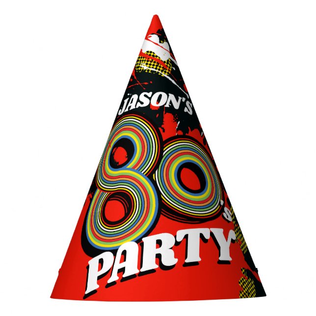 Chapeaux De Fêtes 1980's party anniversaire graphique splat rouge no (Devant)