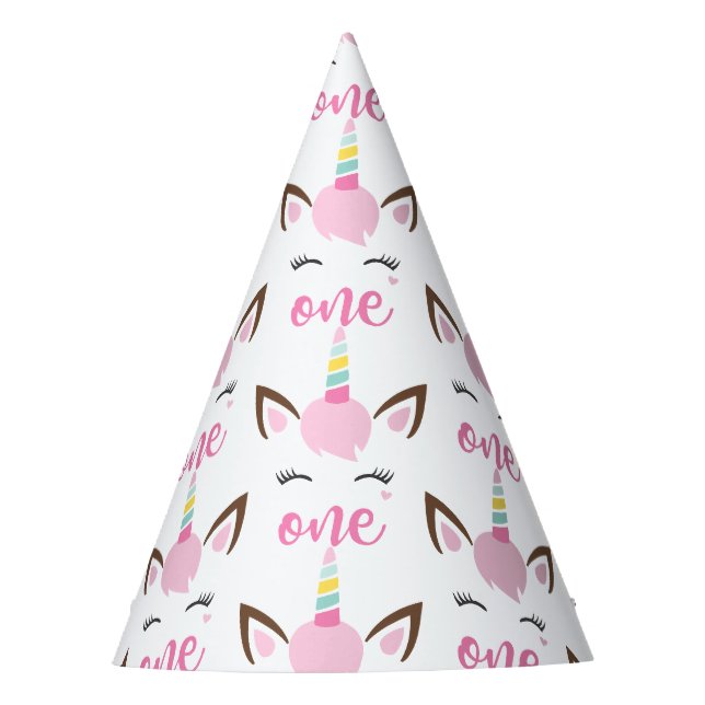 Chapeaux De Fêtes 1er anniversaire Pastel Unicorn One (Devant)