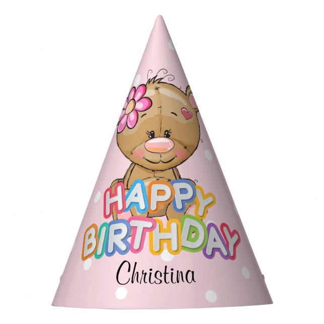 Chapeaux De Fêtes 1er anniversaire Teddy Bear Custom (Devant)