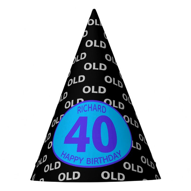 Chapeaux De Fêtes 40e anniversaire Noir drôle Vieux Quarante (Devant)
