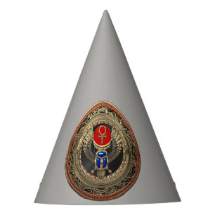 Chapeaux De Fêtes [600] Scarab en or sacré égyptien ailé avec Ank