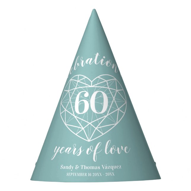 Chapeaux De Fêtes 60e anniversaire mariage diamant casquettes de fêt (Devant)