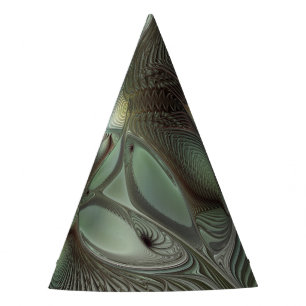 Chapeaux De Fêtes Abstrait Olive Sage Vert Gris Art Fractal Fantaisi