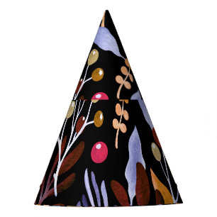 Chapeaux De Fêtes Abstrait Plantes d'aquarelle herbes Motif