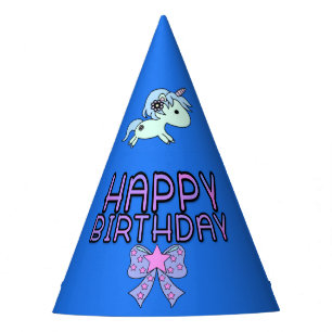 Chapeaux De Fêtes Adorable Unicorn Joyeux Anniversaire Ruban Star