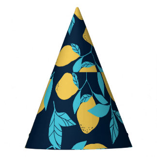 Chapeaux De Fêtes Agrumes simples : citrons sur le bleu.
