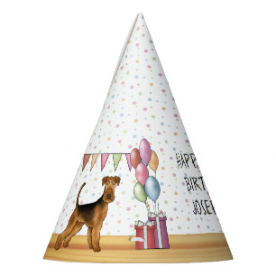 Chapeaux De Fêtes Airedale Terrier Colorful Pastel Joyeux Anniversai
