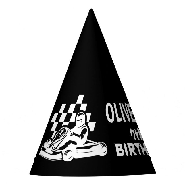 Chapeaux De Fêtes Allez karting, course voiture garçon anniversaire (Devant)