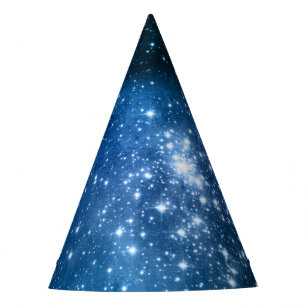 Chapeaux De Fêtes Amateurs de Galaxie Ciel Bleu Étoilé Étincelles Bl