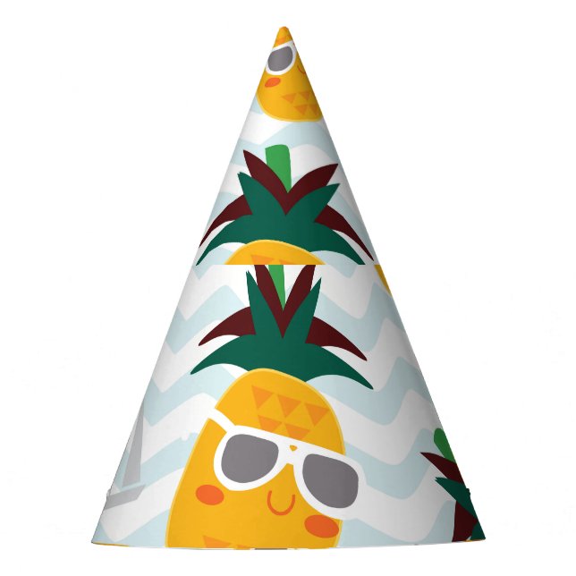 Chapeaux De Fêtes Ananas, bateau : mignon motif océanique. (Devant)