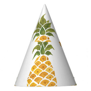 Chapeaux De Fêtes Ananas peint à la main, arrière - plan aquarelle.