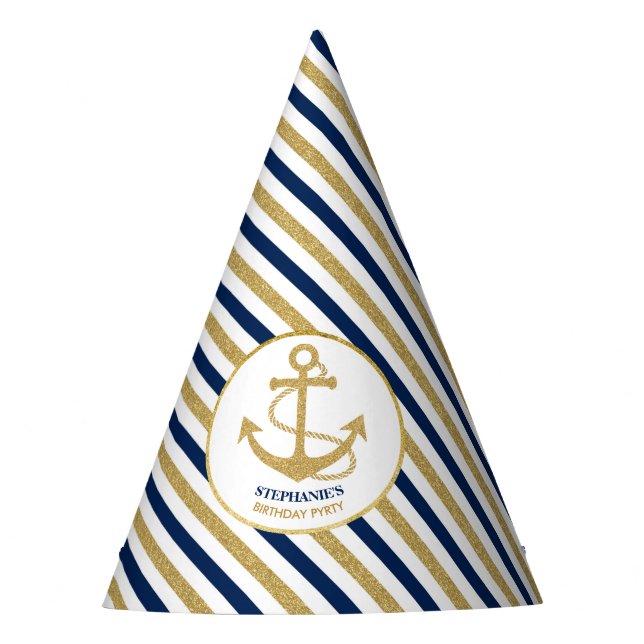 Chapeaux De Fêtes Ancre d'or bleu marine (Devant)