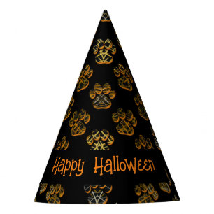 Chapeaux De Fêtes Animal Paw Silhouette Happy Halloween Noir