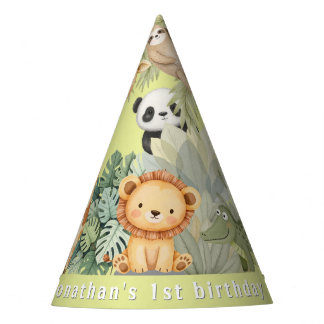 Chapeaux De Fêtes Animaux de la jungle 1er anniversaire