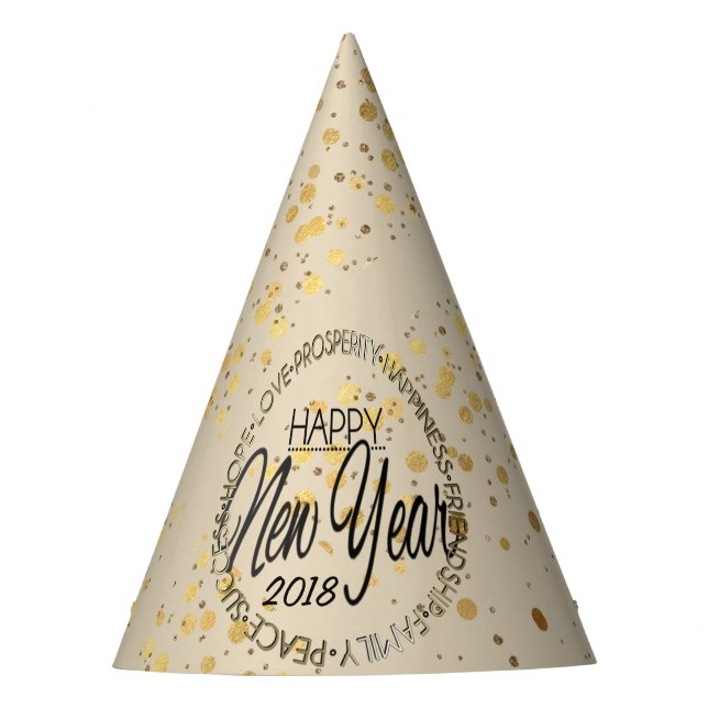 Chapeaux De Fêtes Années de confettis d'or nouvelles (Devant)