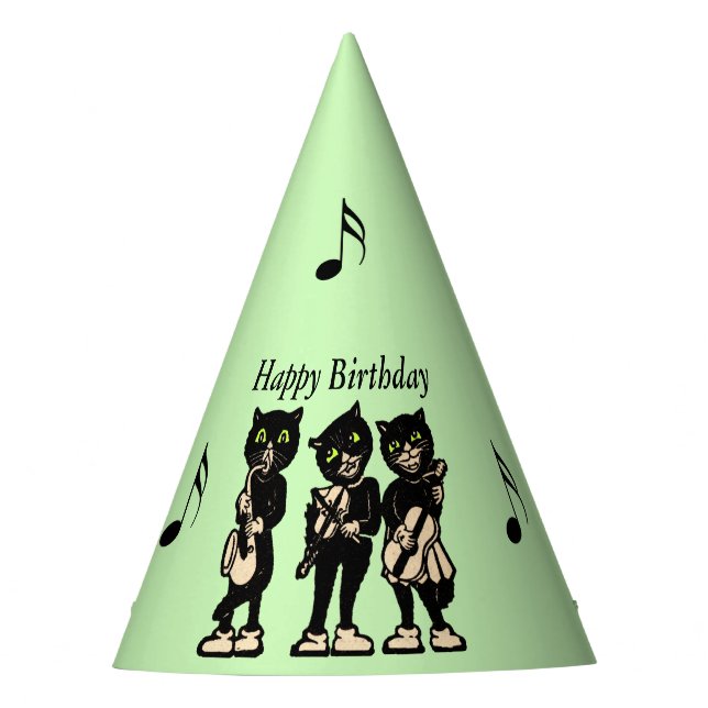 Chapeaux De Fêtes Anniversaire Black Cat Music Band Black Music Note (Devant)