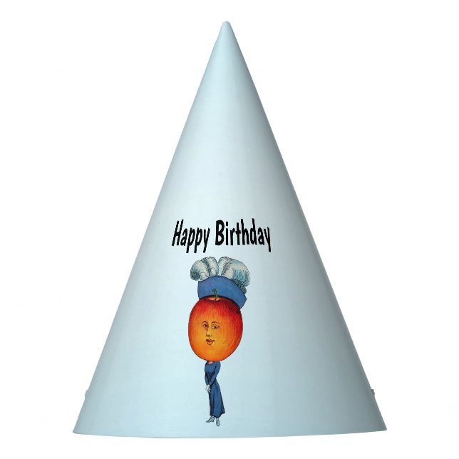 Chapeaux De Fêtes Anniversaire Dame avec Pomme Rouge Tête Bleue Robe (Devant)