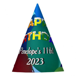 Chapeaux De Fêtes Anniversaire d'arc-en-ciel de bleus et de verts de