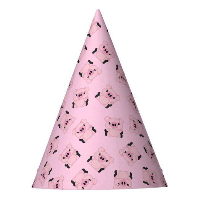 Chapeaux De Fêtes Anniversaire de Cochon Rose (Devant)