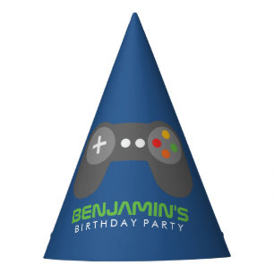 Chapeaux De Fêtes Anniversaire de enfant bleu de contrôleur de jeu