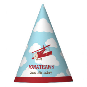 Chapeaux De Fêtes Anniversaire de enfant d'avion vintage (avion roug