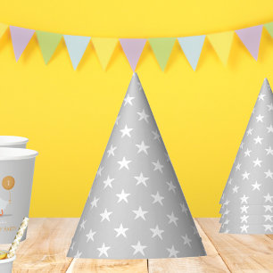 Chapeaux De Fêtes Anniversaire de enfant Motif étoile gris neutre