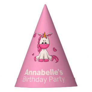 Chapeaux De Fêtes Anniversaire de la fille Unicorn rose mignonne