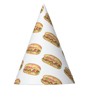 Chapeaux De Fêtes Anniversaire des enfants Chien Chaud Aquarelle