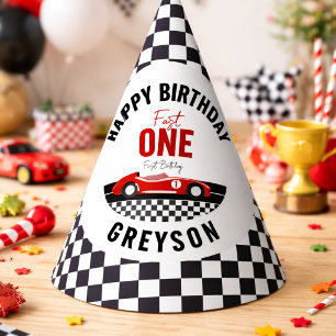 Chapeaux De Fêtes Anniversaire Garçon 1 an - Voiture de Course Rapid