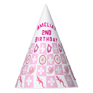 Chapeaux De Fêtes Anniversaire personnalisé à carreaux de cowgirl ro