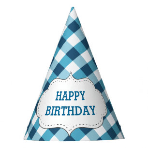 Chapeaux De Fêtes Anniversaire personnalisé par motif bleu élégant