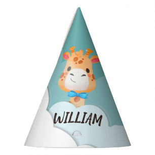 Chapeaux De Fêtes Aquarelle bébé Giraffe, Safari Animaux Anniversair