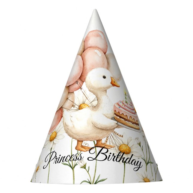Chapeaux De Fêtes Aquarelle Bébé Oie blanche Anniversaire fête migno (Devant)