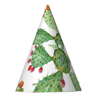 Chapeaux De Fêtes Aquarelle Cactus : Motif de jardin tropical.