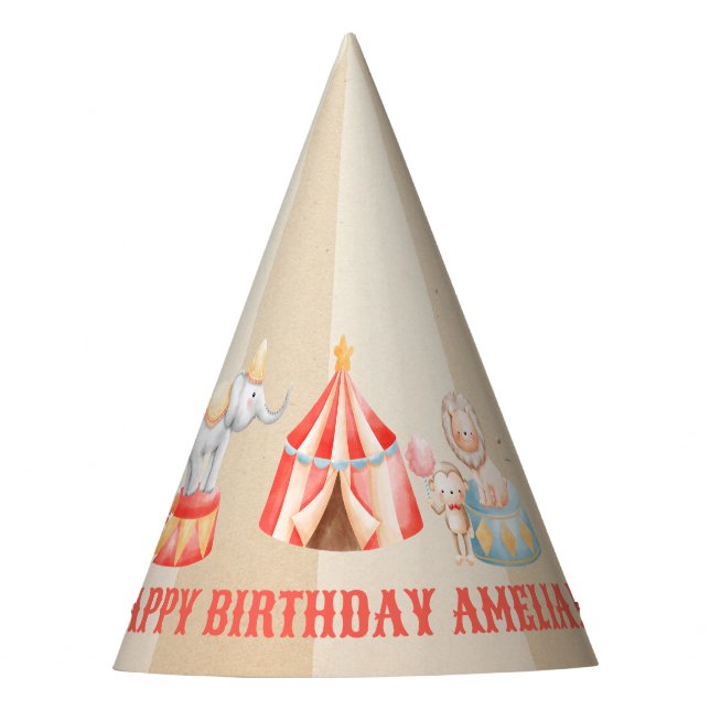 Chapeaux De Fêtes Aquarelle Cirque Animaux Anniversaire (Devant)