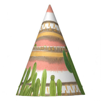 Chapeaux De Fêtes Aquarelle de cactus, arrière - plan rayé, couche t