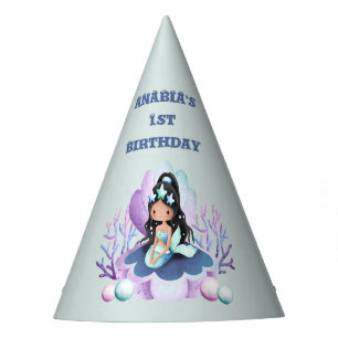 Chapeaux De Fêtes Aquarelle de sirène magique 1er anniversaire