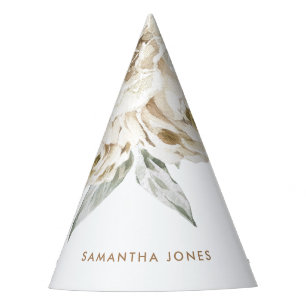 Chapeaux De Fêtes Aquarelle florale minimaliste moderne Peonie blanc
