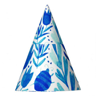 Chapeaux De Fêtes Aquarelle florale Plantes texture transparente