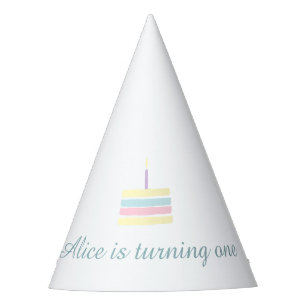 Chapeaux De Fêtes Aquarelle gâteau minet jaune 1ère fête d'anniversa