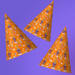 Chapeaux De Fêtes Aquarelle Halloween Cookies, Bonbons Et Sorcières