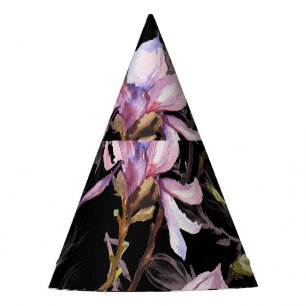 Chapeaux De Fêtes Aquarelle noire Arrière - plan rose Magnolia
