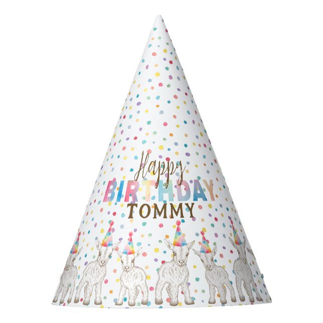 Chapeaux De Fêtes Aquarelle Pastel Chèvre Pet Zoo Anniversaire (Devant)