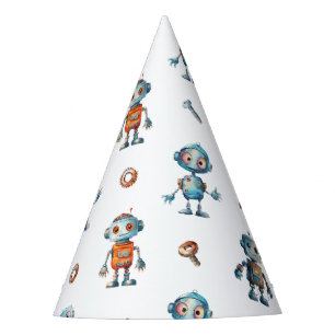 Chapeaux De Fêtes Aquarelle Robot Anniversaire de enfant blanc