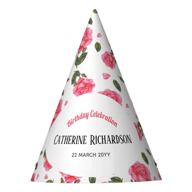 Chapeaux De Fêtes Aquarelle rose rose Shabby Design chic (Devant)